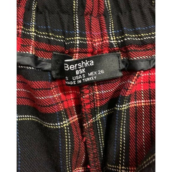 Bershka Red Plaid High Rise Tapered Pants - Picture 5 of 5